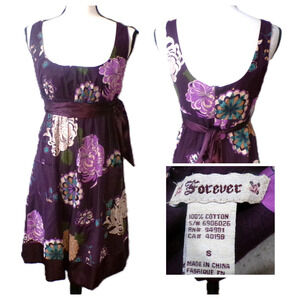 Y2k Forever 21 Babydoll Dress S Purple Floral Fairy Whimsigoth 90's fairygoth